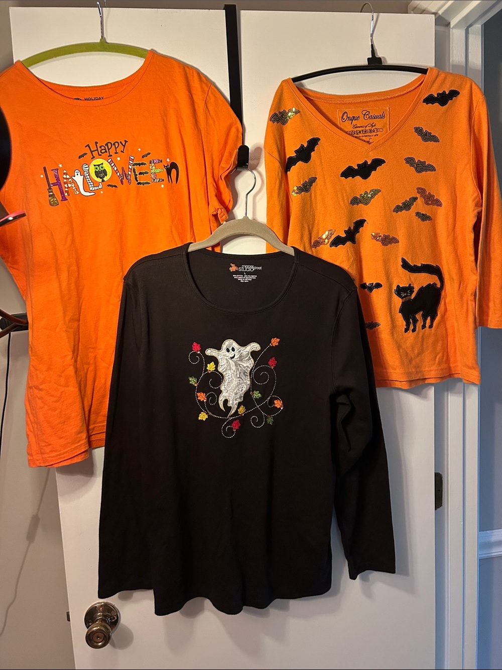 Halloween Graphic Tee Trio - Orange & Black Seasonal Tops